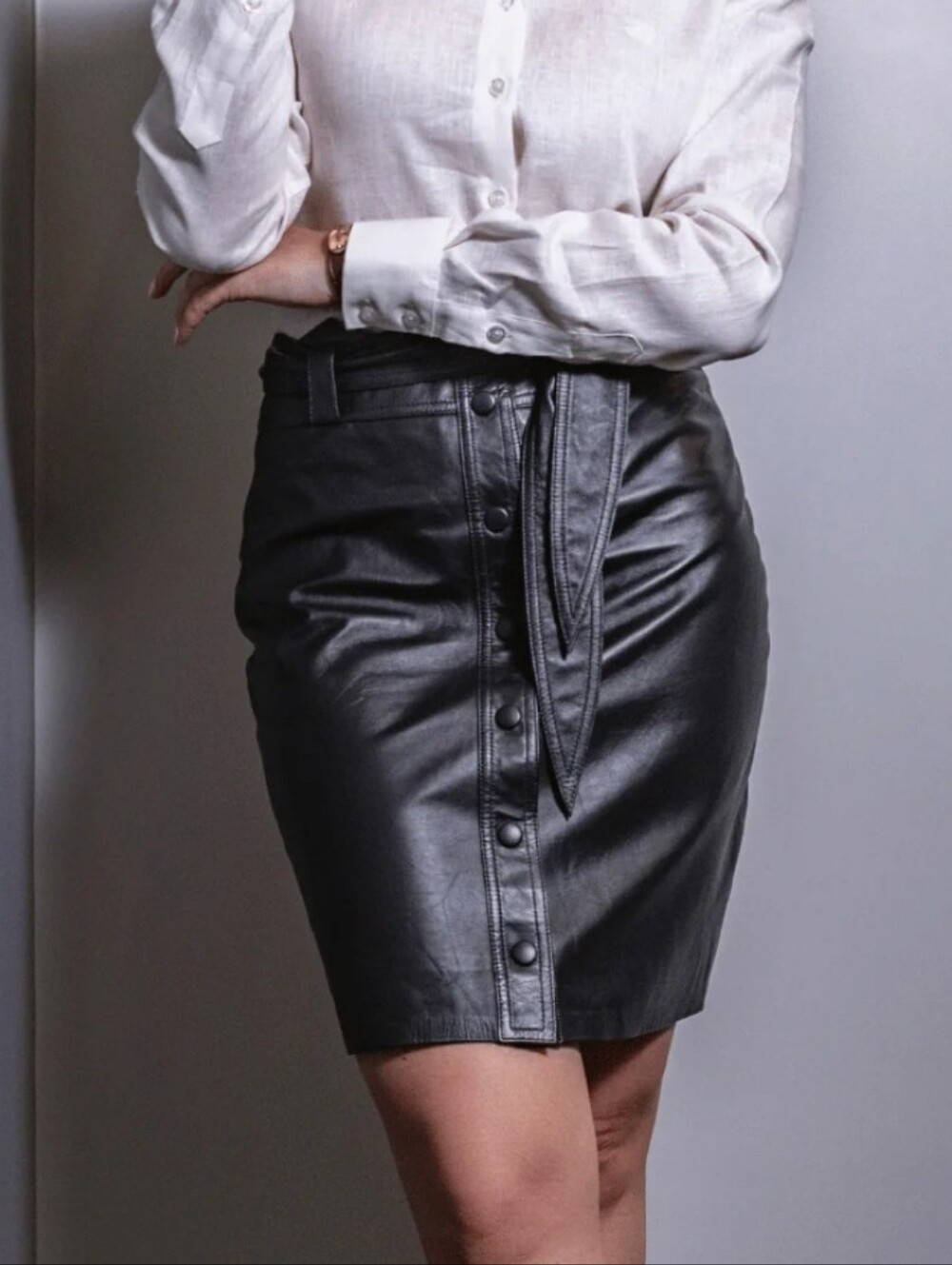 City Chic 20 Faux Leather Pencil Skirt Button Down Tie Belt NWT Plus Size